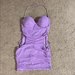 Oh Polly Lilac Ruched Mini Dress